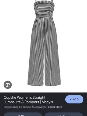 Cupshe Black & White Striped Wide-Leg Jumpsuit Size Medium